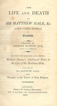 Title page of Burnet's 'Life of Hale.'
